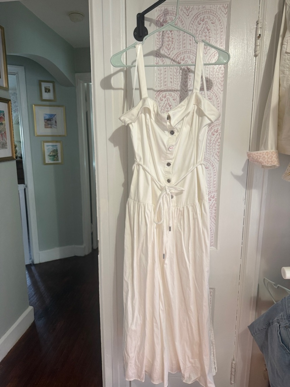 Karl Lagerfeld Cream Button-Front Midi Dress